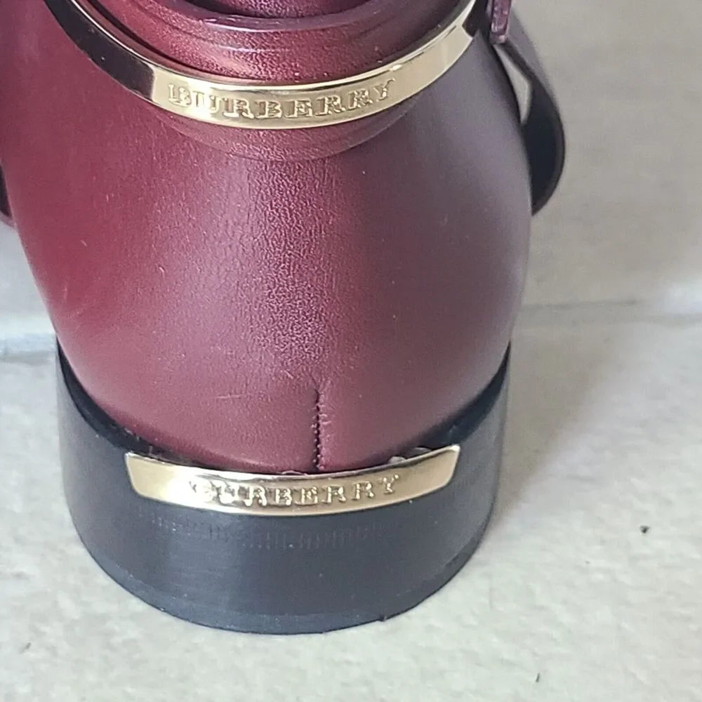 Burberry OTK tall riding buckle boots Carmack burgundy leather sz 6.5 7 37 new